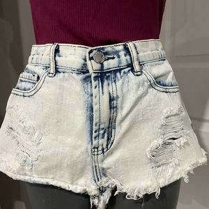 F21 denim white shorts
